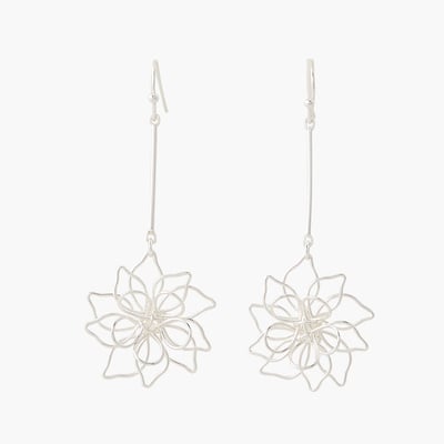 Boucles d'oreilles pendantes à fleurs argentées BALABOOSTE