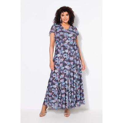 Robe de soirée en mesh, fleurs, col en V ULLA POPKEN