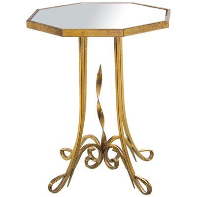 Table d'appoint en métal doré et plateau miroir 48x48x60cm WADIGA