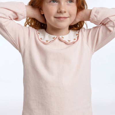 Pyjama velours manches longues avec col claudine uni en coton BIO GOTS MONOPRIX