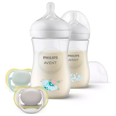 Lot de 2 biberons Nat response + 2 sucettes ultra air SCD837/11 PHILIPS AVENT