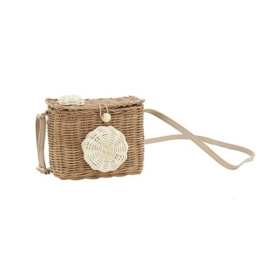 Sac enfant en rotin et cuir appareil photo AUBRY GASPARD