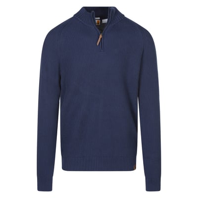Pull en coton marine uni avec une coupe droite et un col camionneur TIMBERLAND