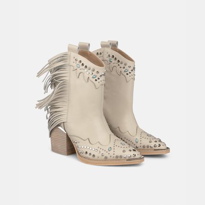 Bottines en cuir avec détails de clous et franges sur la tige ALMA EN PENA