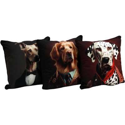 Coussin en polyester imprimé animaux 45 x 45 cm (Lot de 3) Imprimé chiens JARDINDECO