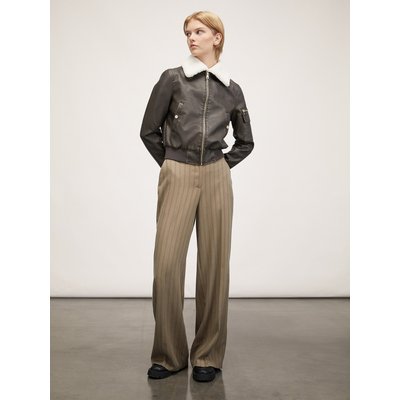 Pantalon large en tissu teint en FIL de lyocell mélangé à fines rayures MOTIVI