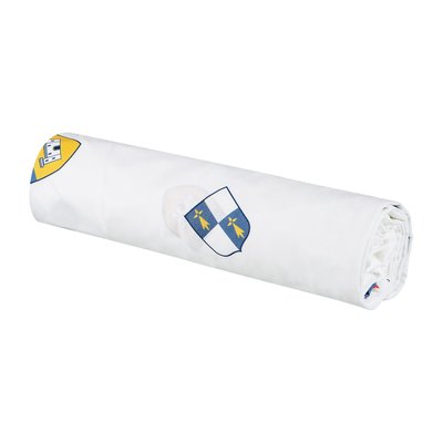 Drap housse imprimé en coton, ÉCUSSON BLANC CERISE