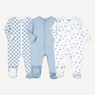 3er-Pack Strampler aus Baumwolle, Tupfen und Schachbrettmuster LA REDOUTE COLLECTIONS