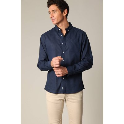 Chemise unie classique en lin avec manches longues et boutons SOLE DEELUXE