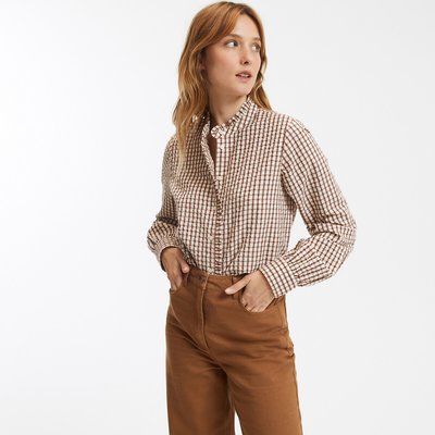 Блуза с викторианским воротником и принтом виши LA REDOUTE COLLECTIONS