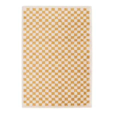 Tapis damier poils longs doux et volumineux CHECKERS AFK LIVING