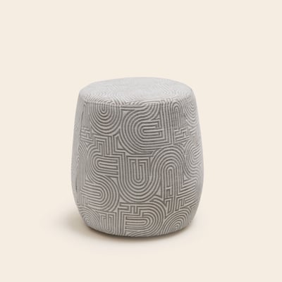 Pouf en chenille avec Motif graphique LEAH MADURA