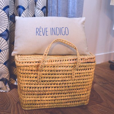 Coussin imprimé Indigo HOME MAISON