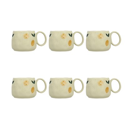 Lot de 6 mugs 38cl en grès, LEMON NOVASTYL