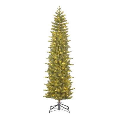 Sapin de Noël artificiel étroit et enneigé avec LED H185 cm HARMA BLACK BOX TREES
