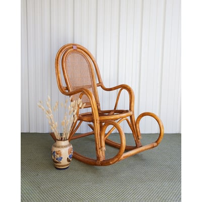 Rocking-chair en rotin Alibert N°103 - Bon état DEBONGOUT