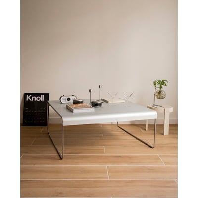 Grande table basse en inox Donna N°1520 - Bon état DEBONGOUT