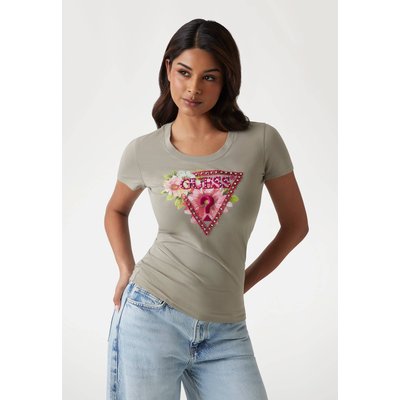 T-Shirt Logo Triangulaire Floral GUESS