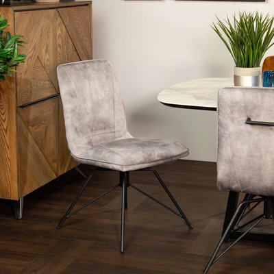 Chaise pivotante velours gris OKA (lot de 2) PIER IMPORT