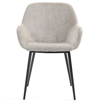 Chaise repas accoudoirs tissu chenille  pied métal HIBIS ZAGO