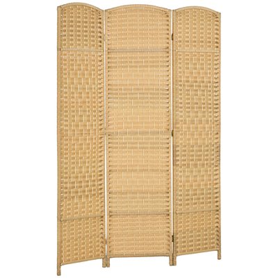 Paravent intérieur 3 panneaux pliables en bois style bohème tissé HOMCOM
