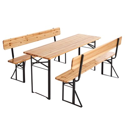 Set brasserie avec table 180 cm et bancs avec dossier, MUNICH OVIALA