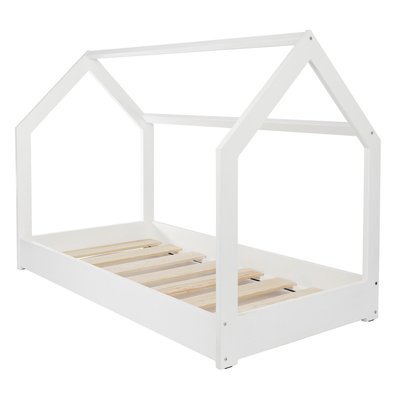 Lit maison cabane blanc 190x90 cm pour enfants ZVEZDA