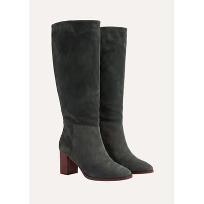 Bottes en cuir suédé à talons LA FEE MARABOUTEE