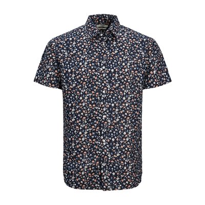 Cotton/Linen Shirt with Short Sleeves JACK & JONES