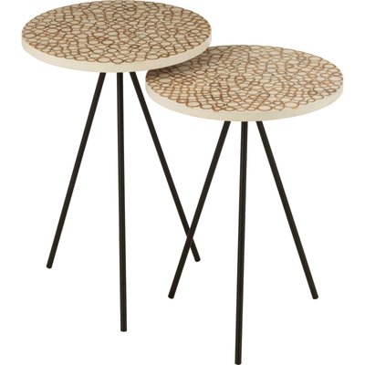 Table gigogne ronde résine motif cercle   design RECOLLECTION