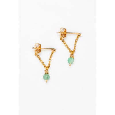 Boucles d'oreilles chaînette Anna - Émeraude YAY PARIS