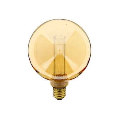 Ampoule Led Déco Hologramme Globe (g125) Au Verre Ambré, Culot E27, 4w Cons., 200 Lumens, Lumière Blanc Chaud XANLITE