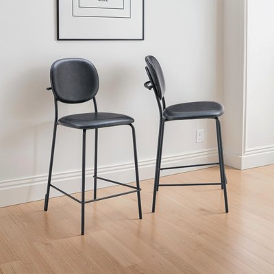 Tabourets de bar en simili, lot de 2, Edmond, EDMOND HAPPY GARDEN