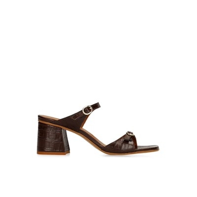 Sandales à talon en cuir avec motif croco SACHA