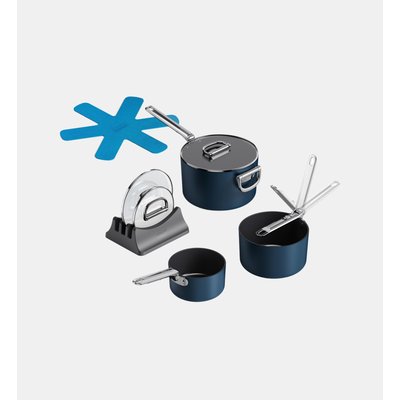 Lot De 3 Casseroles Anti Adhésives Avec Couvercles Et Support JOSEPH JOSEPH