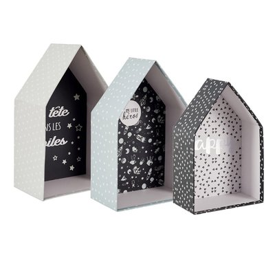 Lot de 3 boites gigognes Maison garçon DECORATIE