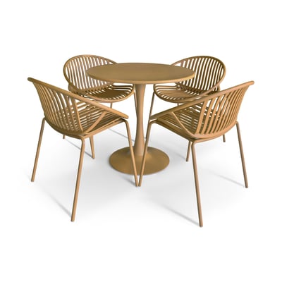 Salon de jardin table et 4 fauteuils en polypropylène et métal, CALYPSO NOW'S HOME