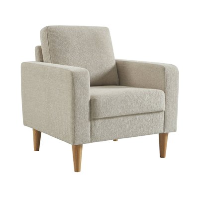 Fauteuil bois d'hévéa et tissu chenille  BJORN SWEEEK