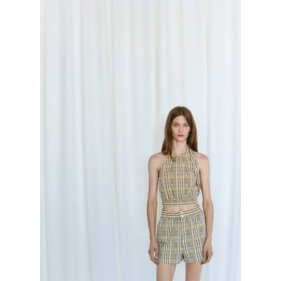 Top halter à carreaux MANGO