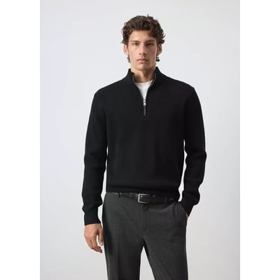 Pull-over zippé maille côtelée MANGO MAN