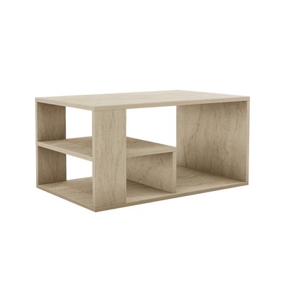 Table basse avec étagères décor travertin L80 cm - EROS CALICOSY
