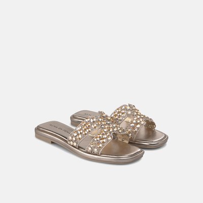 Sandales plates à strass avec bride croisée ALMA EN PENA