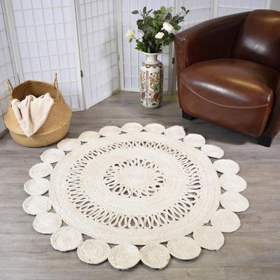 Tapis rond fait à la main en jute motif uni ESPRIT UN AMOUR DE TAPIS
