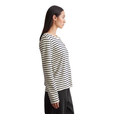 T-shirt long rayé regular en jersey stretch en coton organique MARC O'POLO