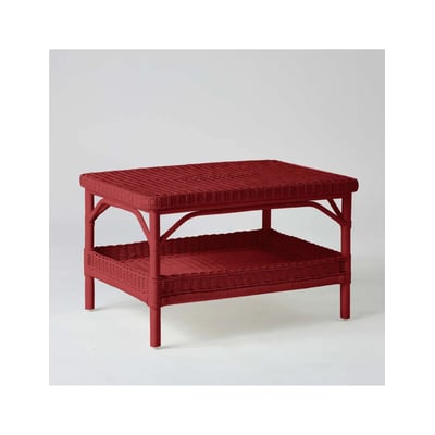 Table basse rectangulaire en rotin PRIMAVERA laqué bleu azur KOK