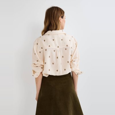 Chemise brodée manches longues MONOPRIX