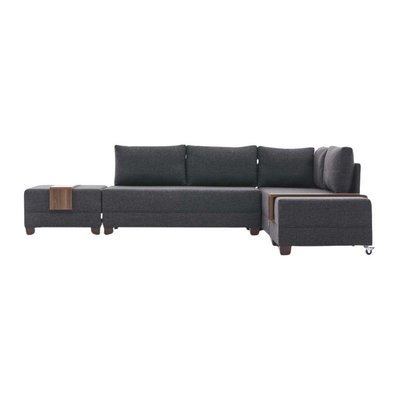 Canapé d'angle convertible en tissu anthracite Fly Angle à droite HANAH HOME