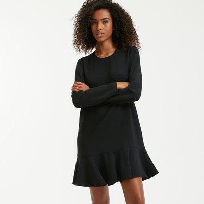 Knee length black dress with sleeves cheap