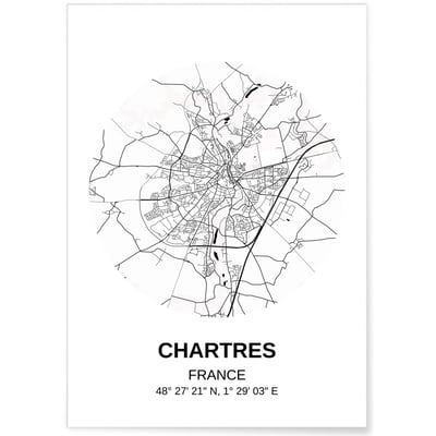 Affiche Carte Chartres L'AFFICHERIE