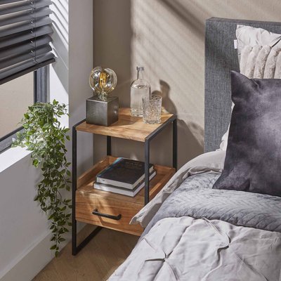 Table de chevet en bois d'acacia avec niche et tiroir MELBOURNE PIER IMPORT